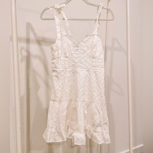 White Corset Eyelet Tie Strap Dress // Size Small